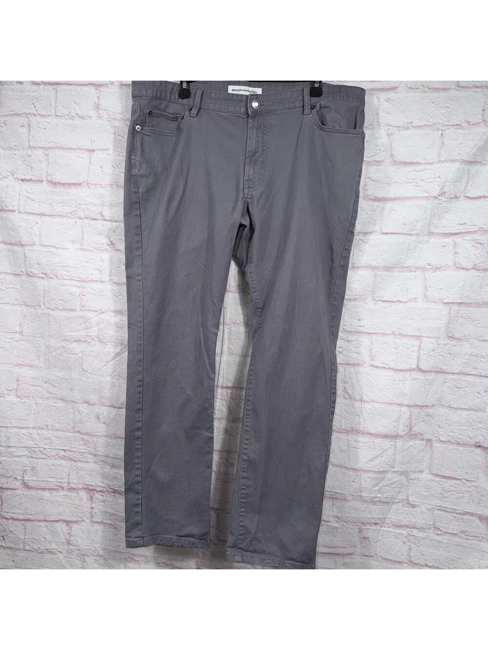 Amazon Essentials Gray Chino Pants Mens 38x30 Straight Leg Casual Pants